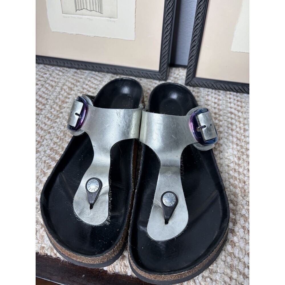 Birkenstock Womens Gizeh Thong Sandals Metallic Silver US8/EU38 Wide/Regular Fit - Picture 2 of 13